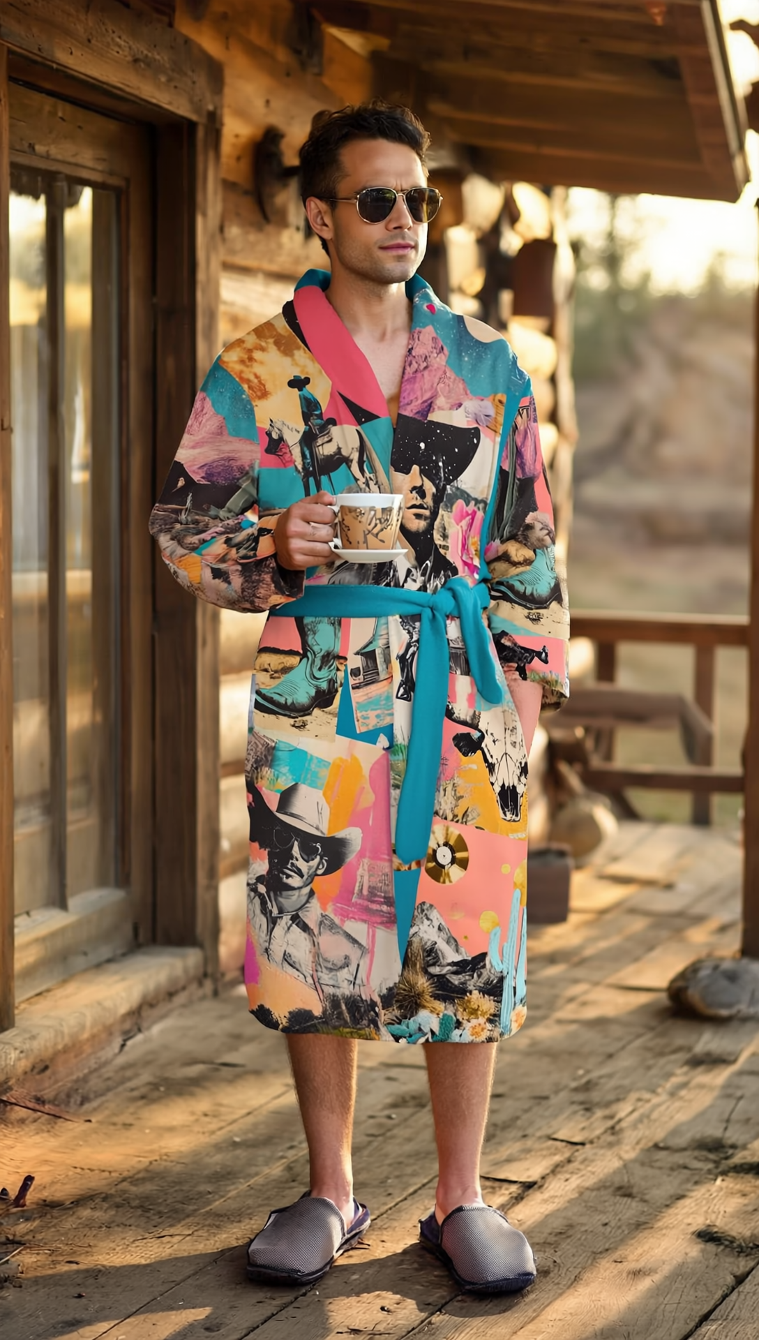 Baha Ranch Retro Pop Western Men's Robe by Baha Ranch Western Wear - product image 6
