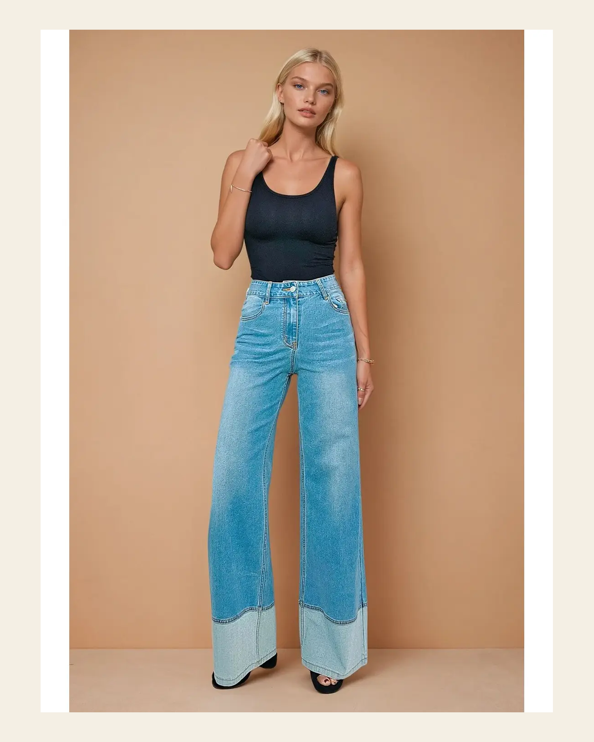 Genevieve Faux Cuff | Jeans on a warm cream background