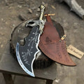 Kratos Inspired Blades of Chaos 18-20 Inch Etched Fantasy Knife with Leather Sheath