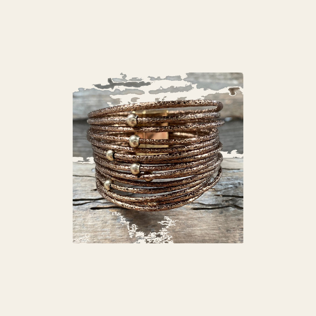 Gold Band and Bead Fashion Bracelet XI123