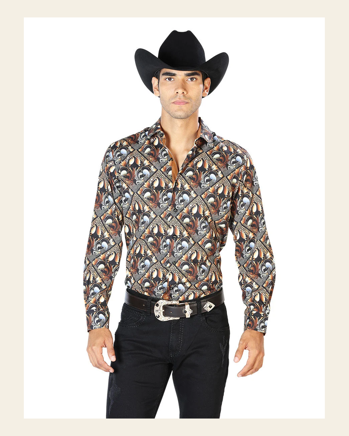 Gold Casual Long Sleeve Shirt 43555 on a warm cream background