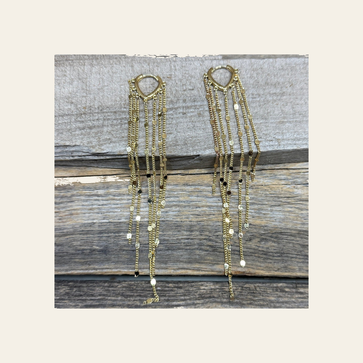 Wild West Gold Fringe and Dot Dangle Fashion Earrings