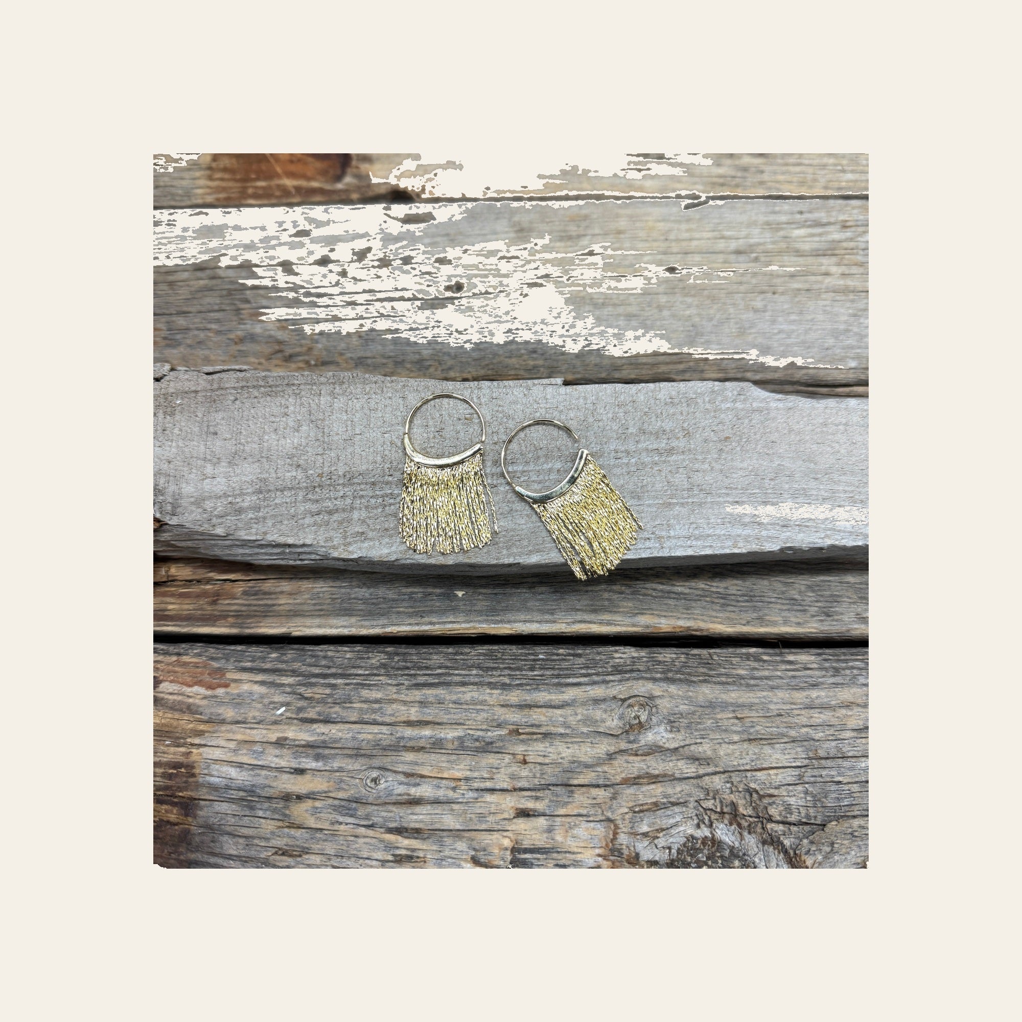 Western Gold Fringe Hoop Fashion Earrings
