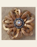 Gold Lotus Flower With Antique Silver Champagne and AB 1" Concho on a warm cream background