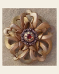 Gold Lotus Flower With Copper Ruby and Champagne 1" Concho on a warm cream background