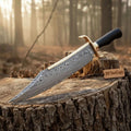 Handmade Frontier Clip Point Bowie Knife Damascus Steel or Mirror Polished Carbon Steel | JW SteelCrafts