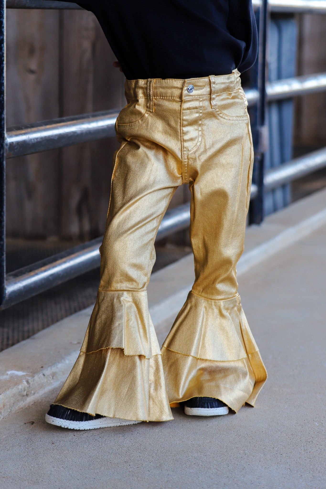 Gold Metallic Ruffle Bells (infant & Toddler)