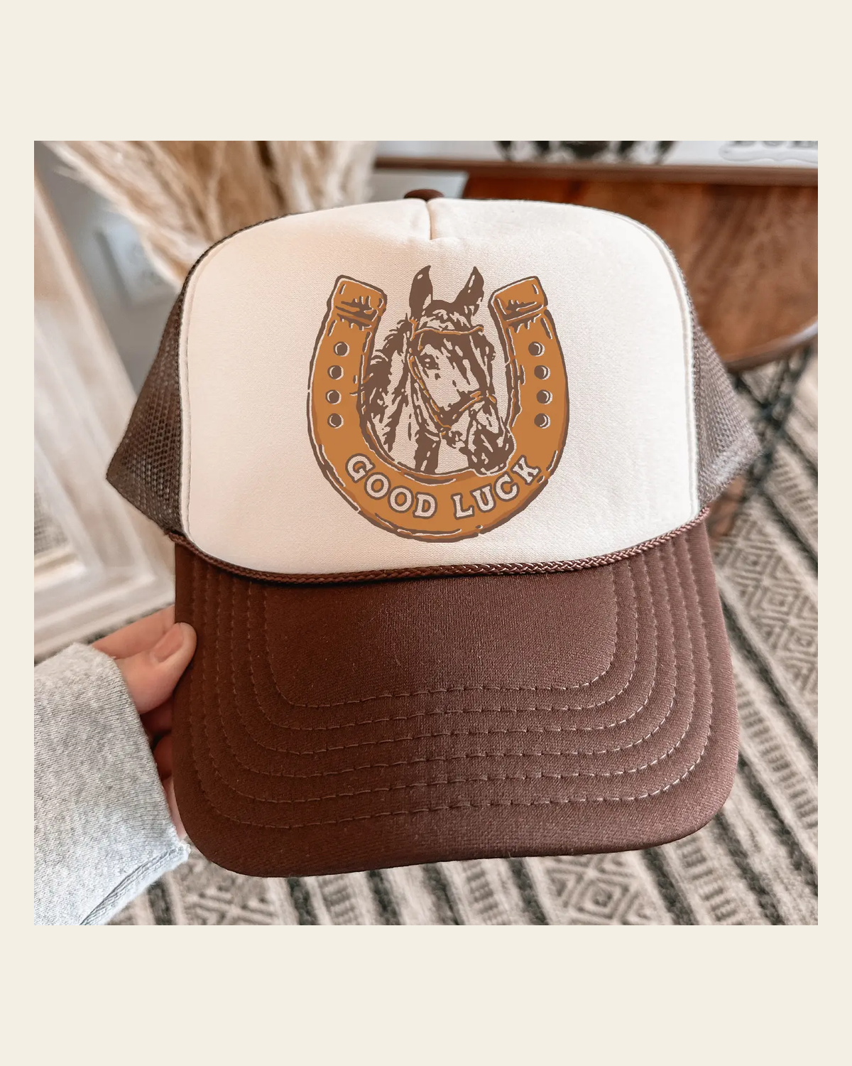 Good Luck Pony Trucker | Cap on a warm cream background