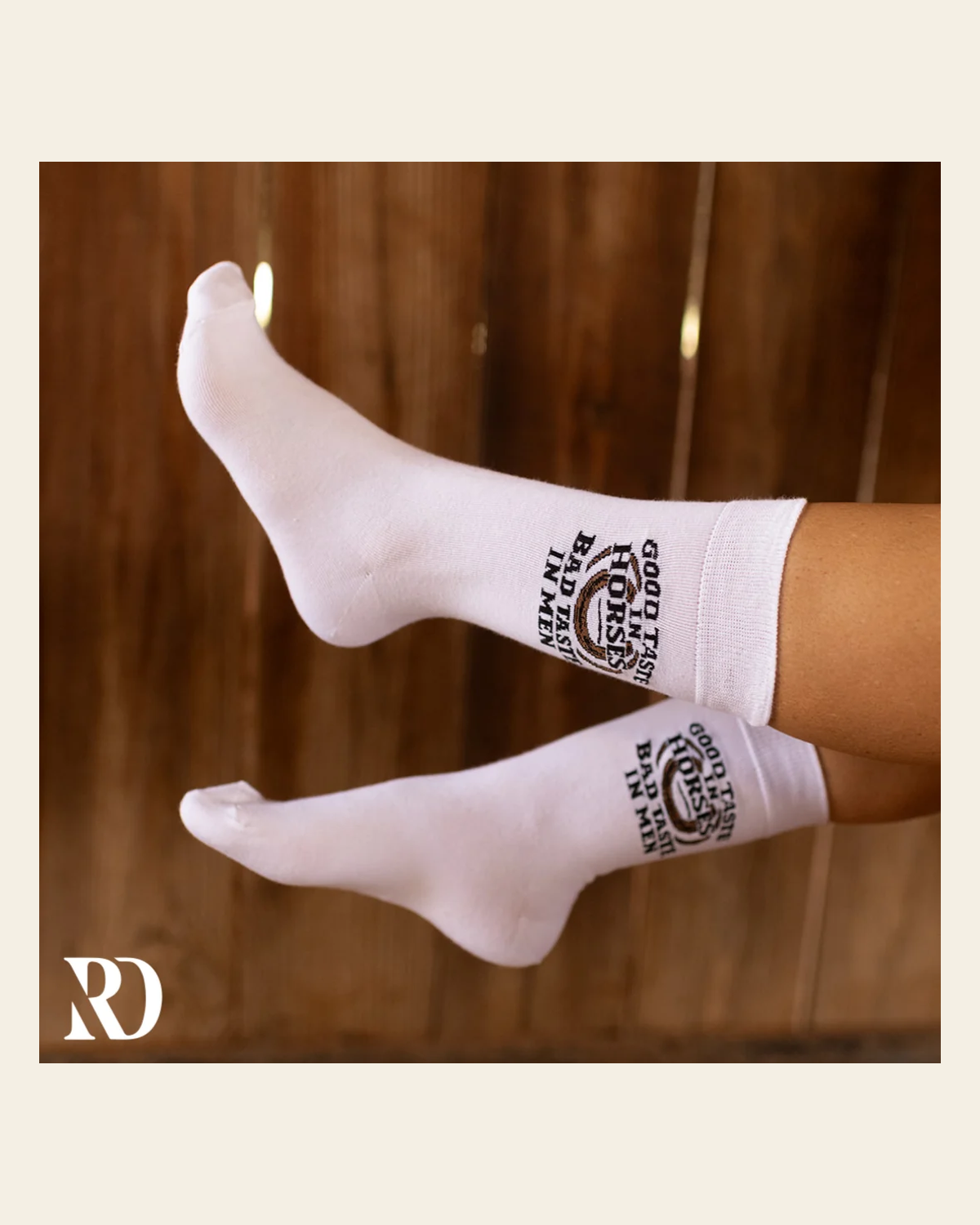 Good Taste In Horses Bad Taste In Men Socks on a warm cream background
