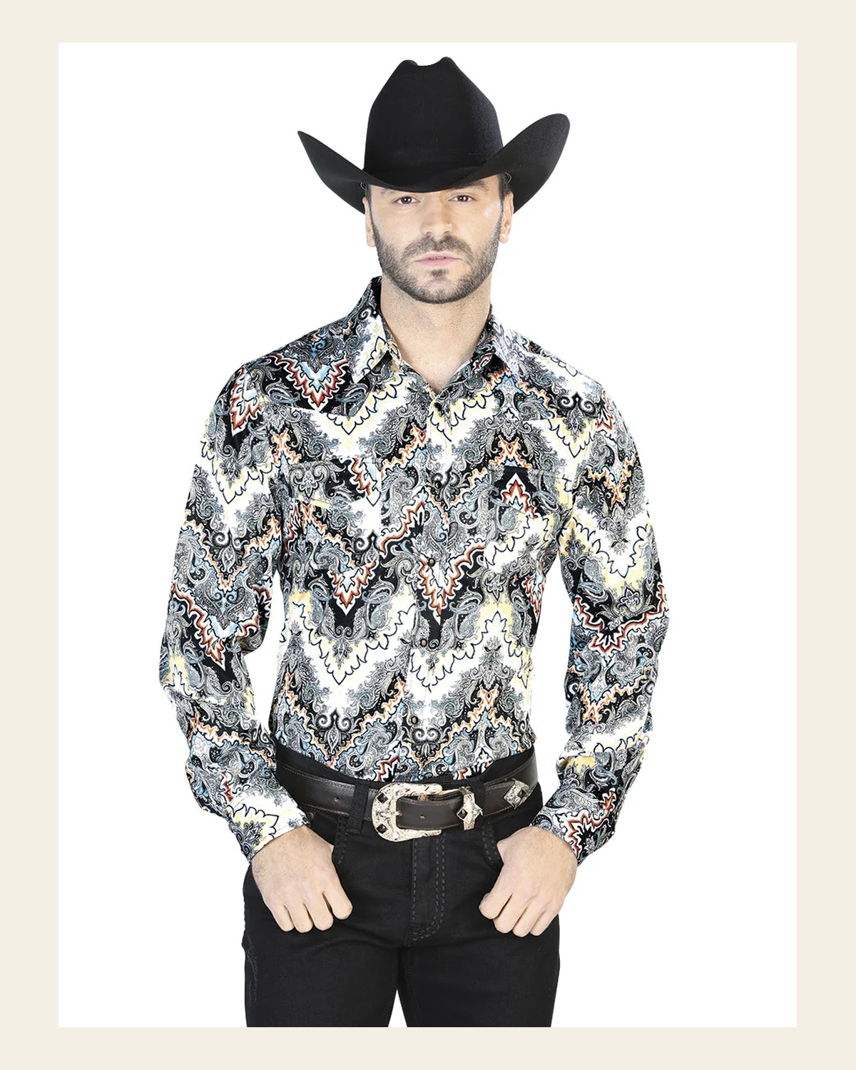 Gray Casual Long Sleeve Shirt 44067 on a warm cream background