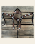 Hand Painted Floral AB Browband / One Ear - Breastcollar Tack Set #BBBC645 on a warm cream background