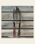 Hand Painted Floral One Ear Headstall / Bridle #24381 on a warm cream background