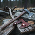 Custom Handmade Damascus Steel Burl Wood Axe Hatchet Tomahawk