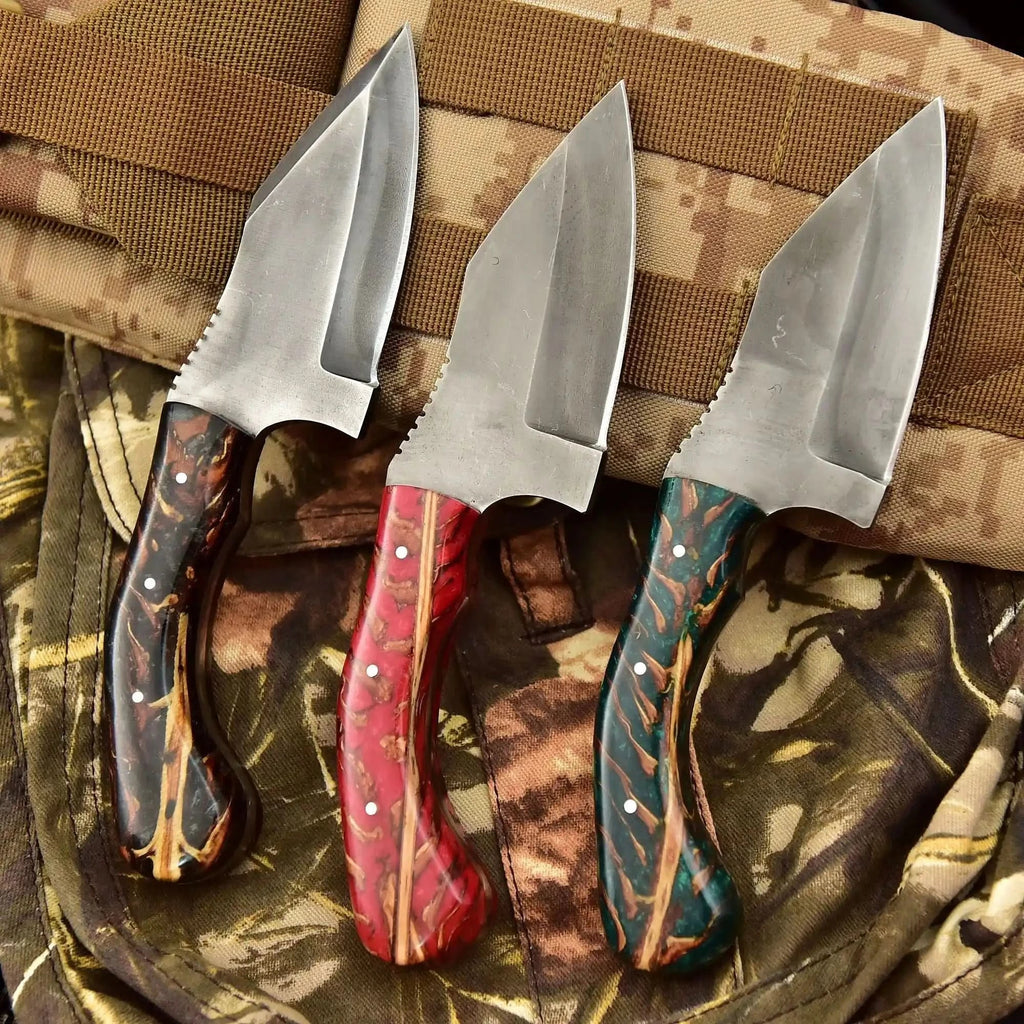 Acid Washed Stainless Steel Hunting Knife – Pinecone Handle | Outdoor & Camping Knife