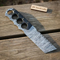 Handcrafted Damascus Utility Push Knife with Black Resin Handle