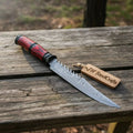 Handmade Damascus Dirk Knife Fixed Blade Red Black Handle Sharp Durable