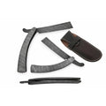 Handmade Damascus Steel Sweeney Todd Style Straight Razor Barber Folding Razor with Leather Sheath
