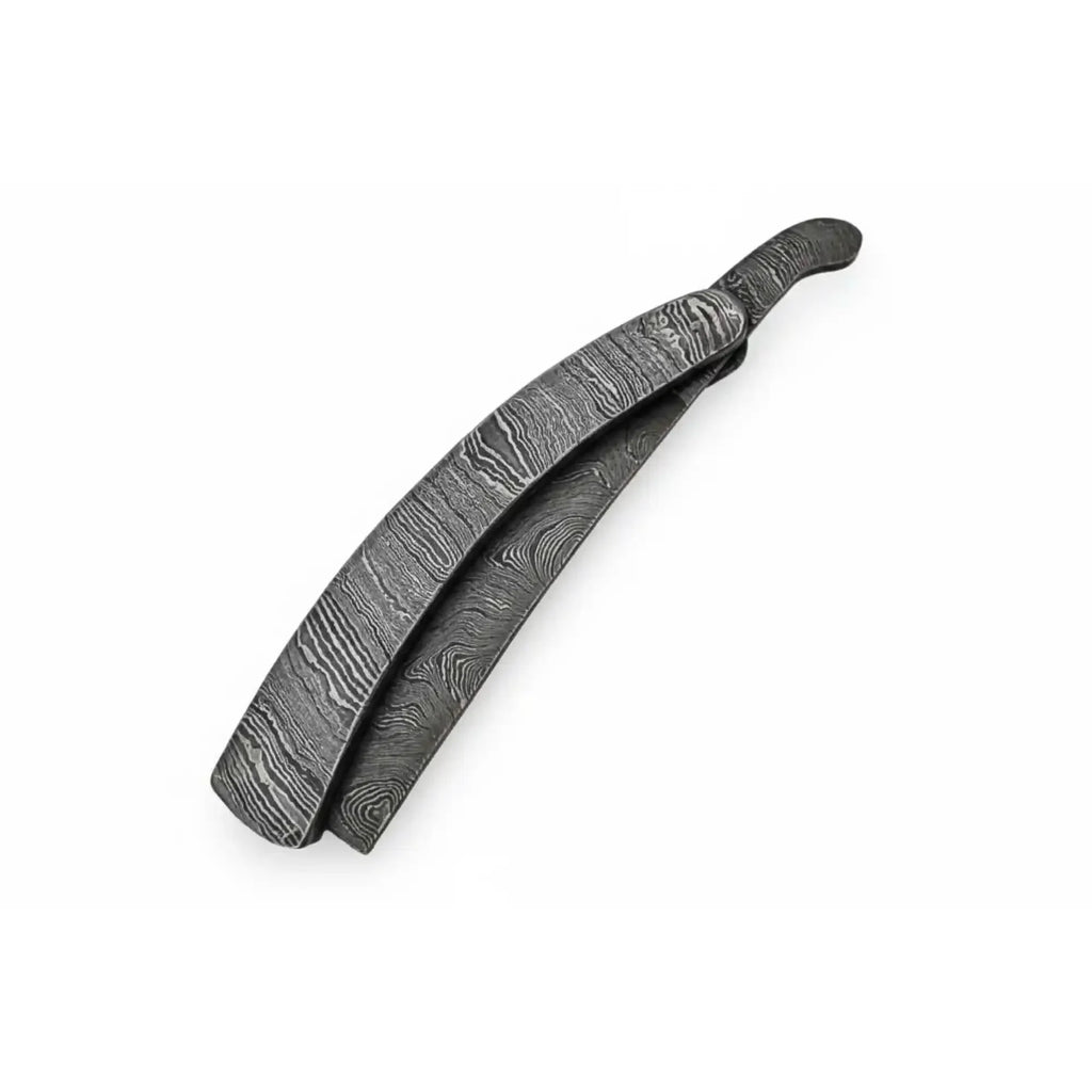 Handmade Damascus Steel Sweeney Todd Style Straight Razor Barber Folding Razor with Leather Sheath