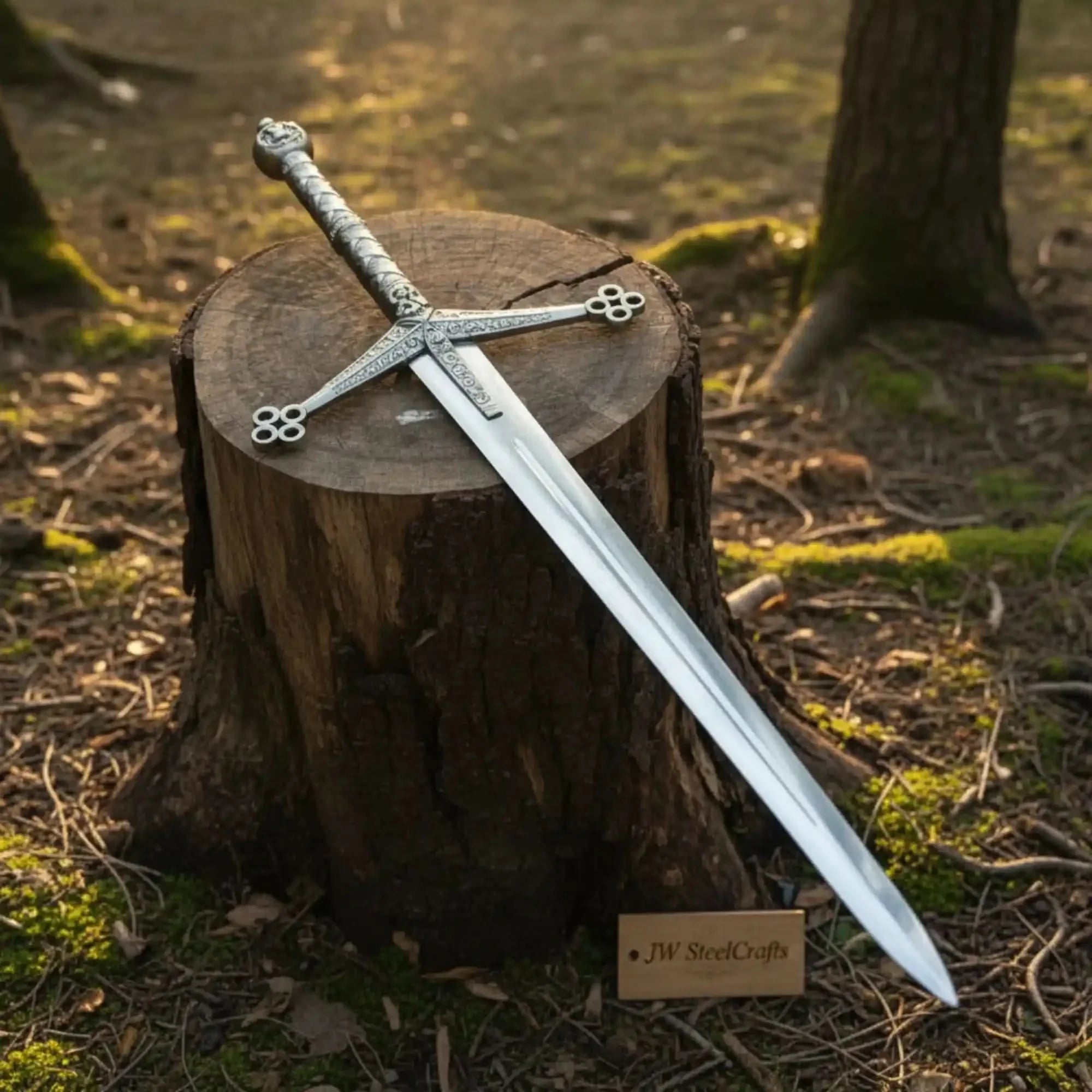 Handmade European Crusader Sword in Polished Steel with Medieval Crossguard for Collection and Display