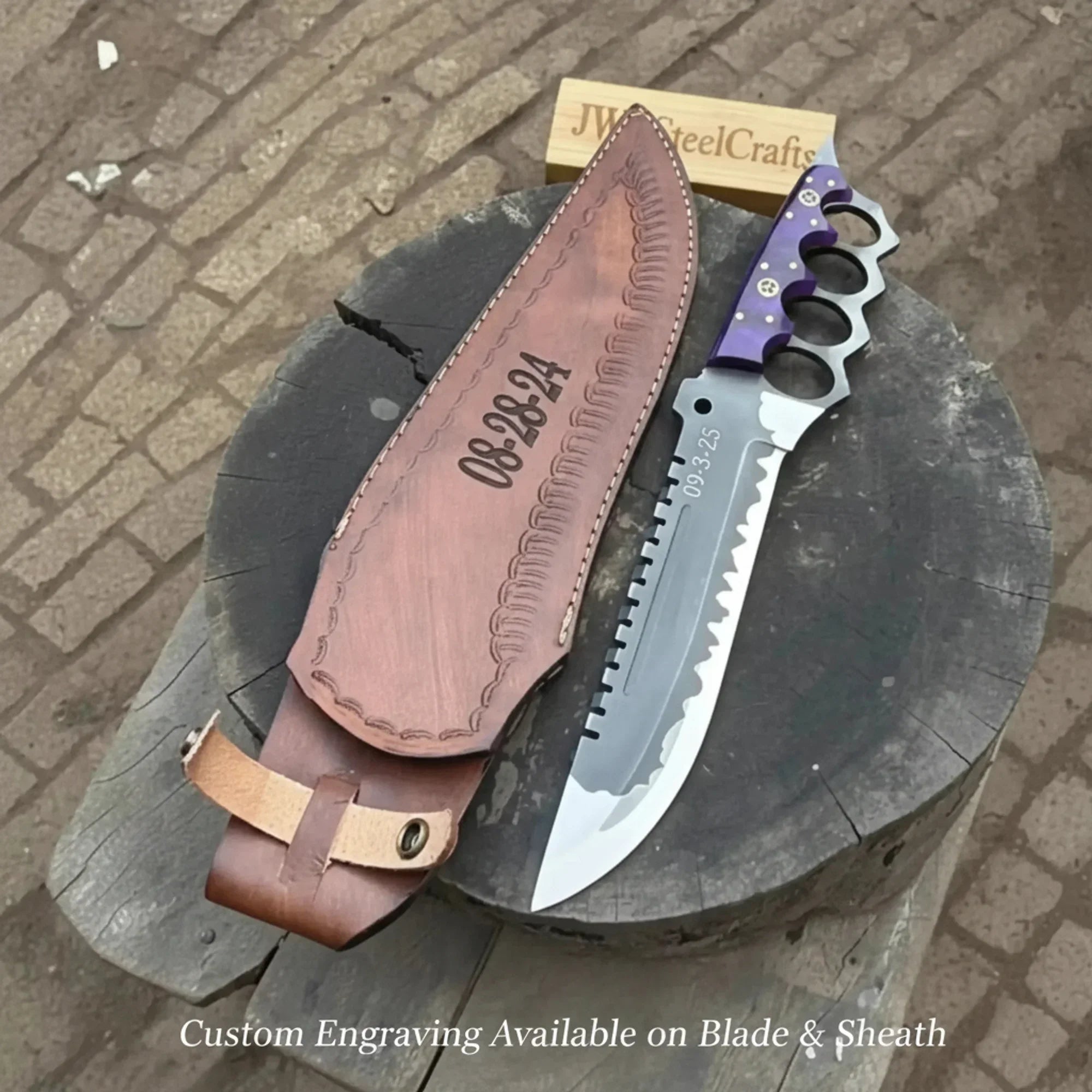 Apocalypse Trench Knife Machete 12 Inch Full Tang Survival Blade with Knuckle Guard