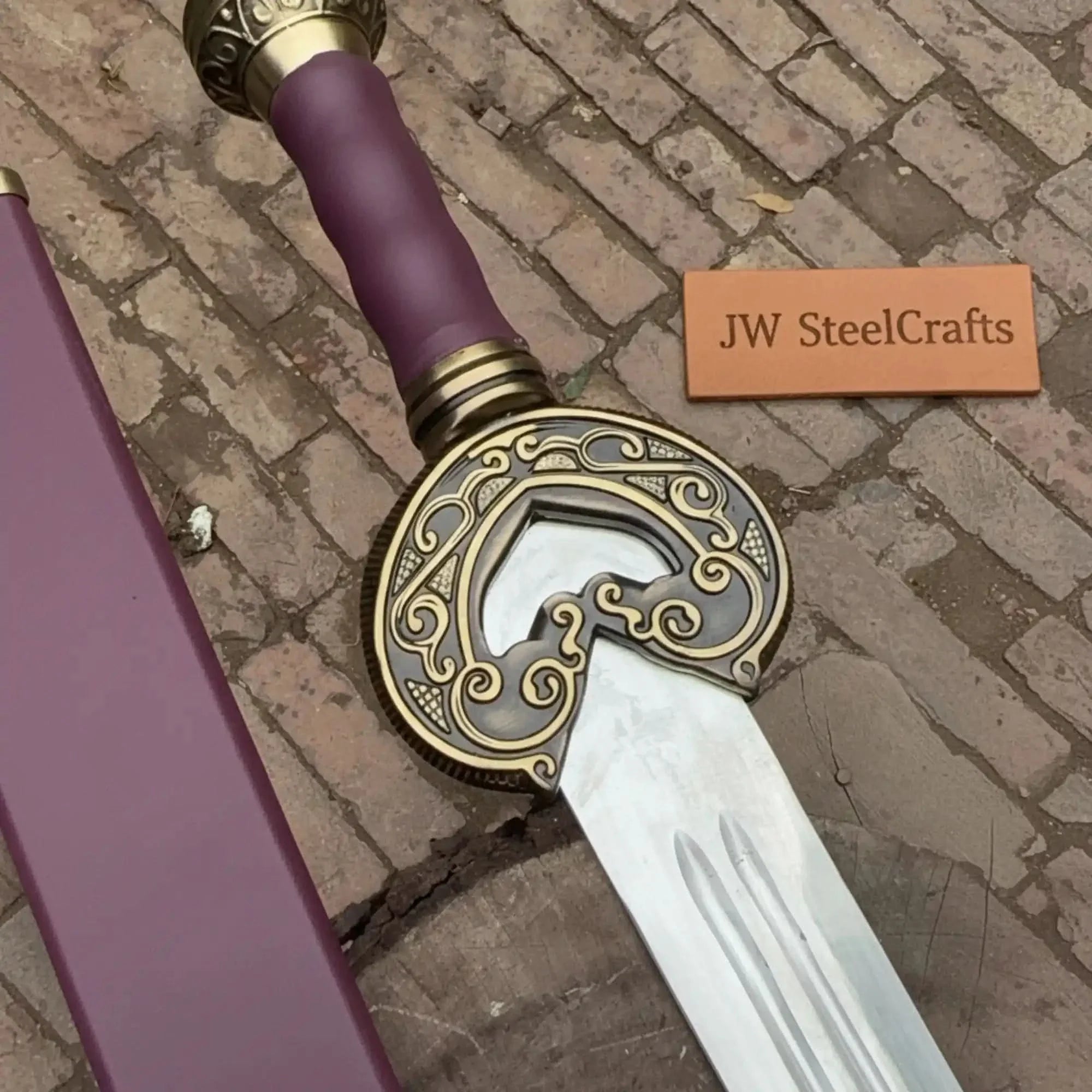 Handmade Medieval Knight Sword Replica | Polished Carbon Steel, Leather Handle & Wooden Scabbard