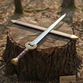 Handmade Medieval Knight Sword Replica | Polished Carbon Steel, Leather Handle & Wooden Scabbard