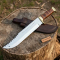 Custom Fixed Blade Bowie Knife Leather Grip Brass Clip Sheath