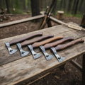 Cross Cutout Hatchet Set of Five with Two Tone Forged Heads
