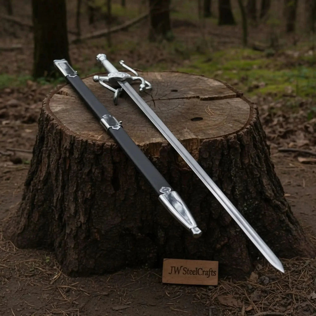 Handmade Renaissance Rapier Sword Replica in Polished Steel for Collection and Display