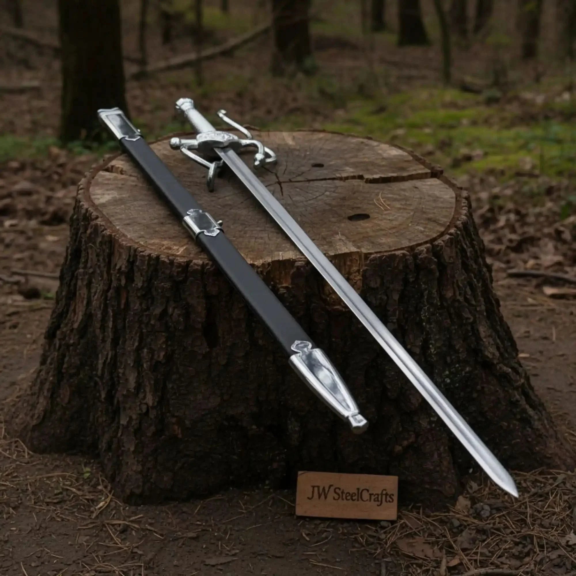 Handmade Renaissance Rapier Sword Replica in Polished Steel for Collection and Display