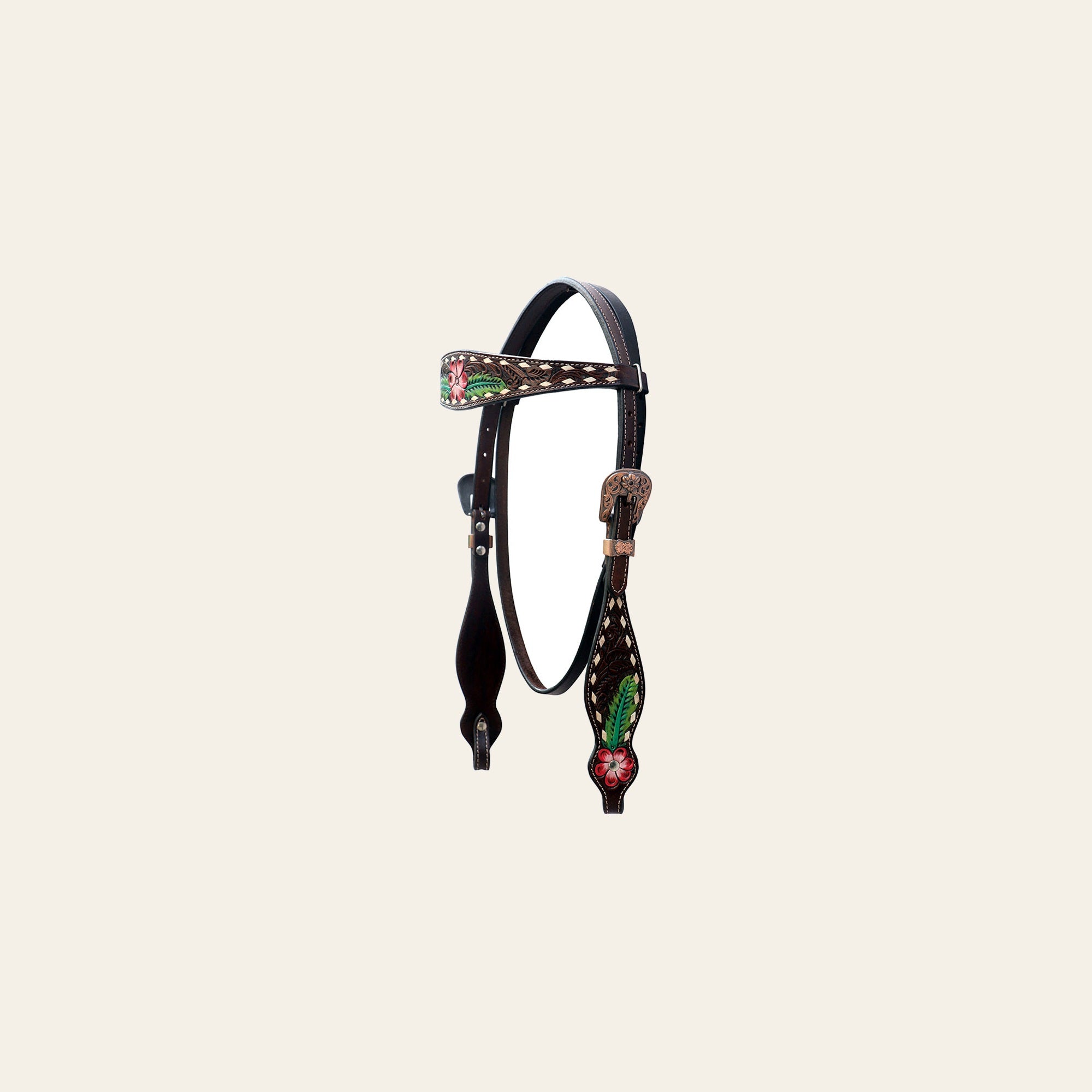 Studs Floral Hand Painted Horse Western Leather Headstall Comfytack by Hilason