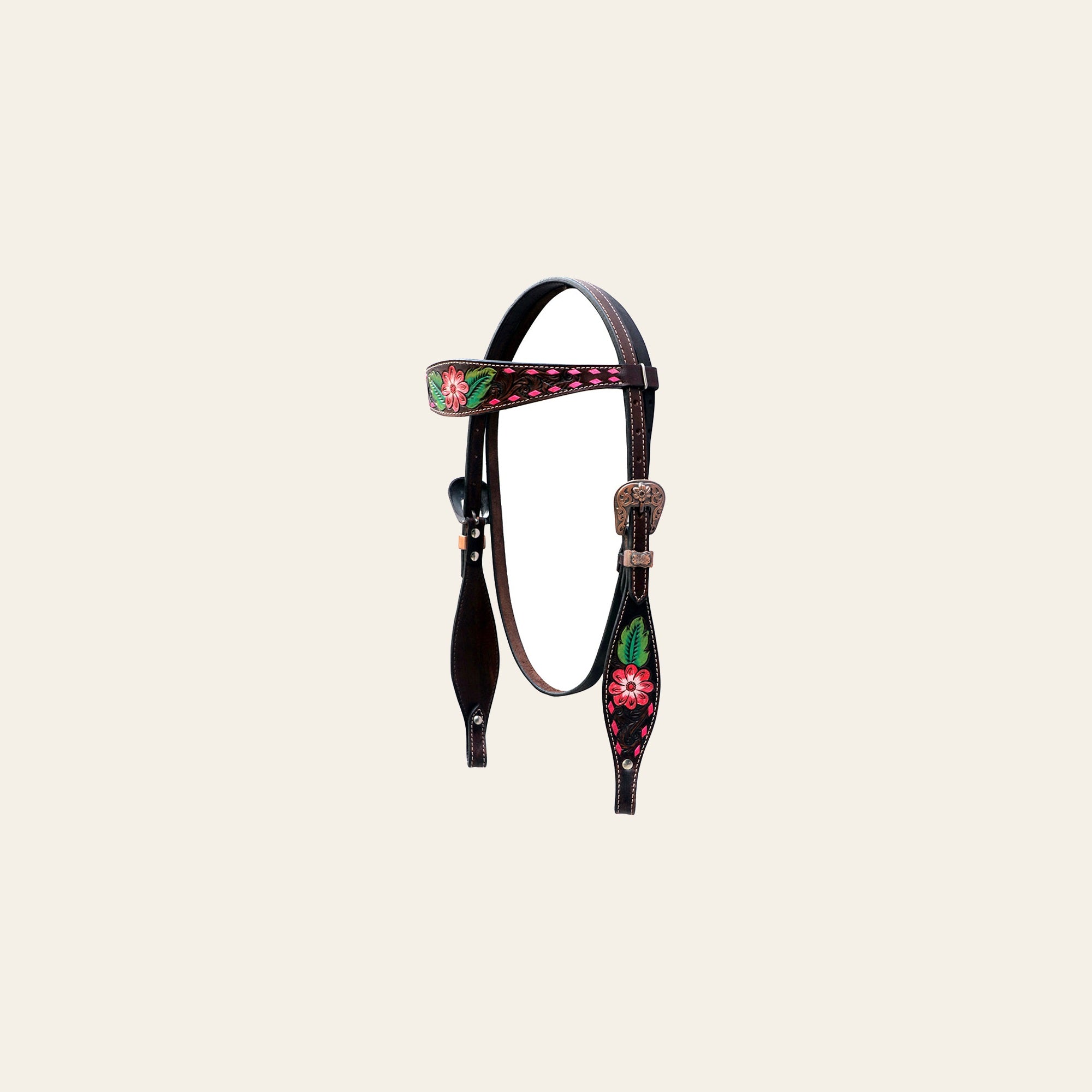 Studs Floral Hand Painted Horse Western Leather Headstall Comfytack by Hilason