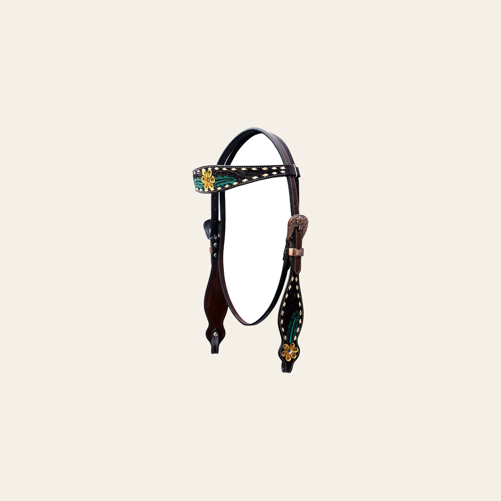 Studs Floral Hand Painted Horse Western Leather Headstall Comfytack by Hilason