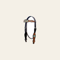 BAR H EQUINE Western Horse Floral Hand Painted Genuine Leather Buckstich Headstall Brown