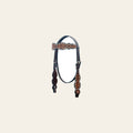 BAR H EQUINE Western Horse Floral Hand Painted Genuine Leather Buckstich Headstall Brown