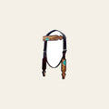 BAR H EQUINE Western Horse Floral Hand Painted Genuine Leather Headstall Tan