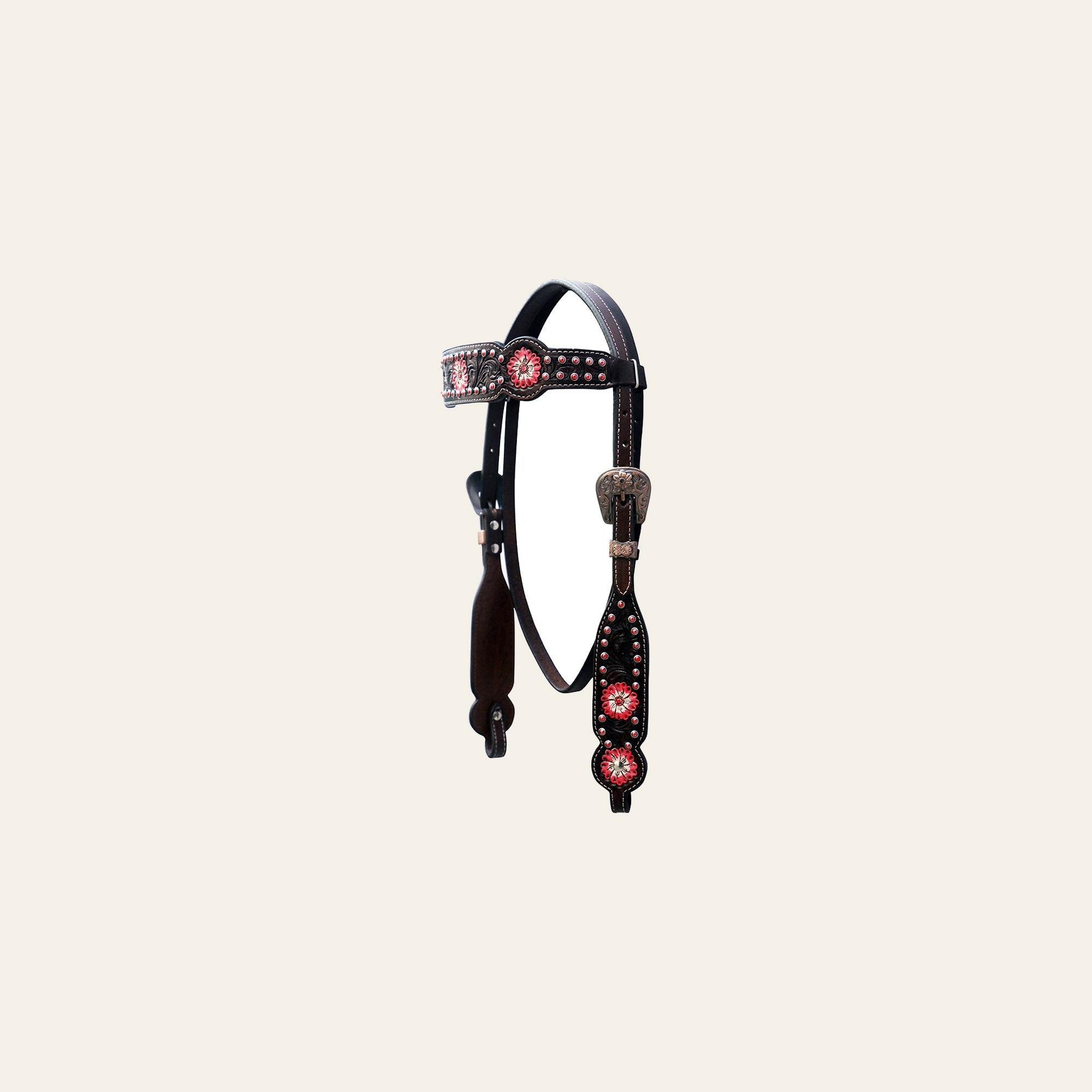 Studs Floral Hand Painted Horse Western Leather Headstall Comfytack by Hilason