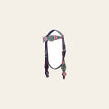 BAR H EQUINE Western Horse Floral Hand Painted Genuine Leather Headstall Dark Brown