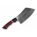 10" Overall Handmade Damascus Cleaver Knife with Rosewood Handle, Steel Bolster & Brass Pins | Twisted Damascus Pattern