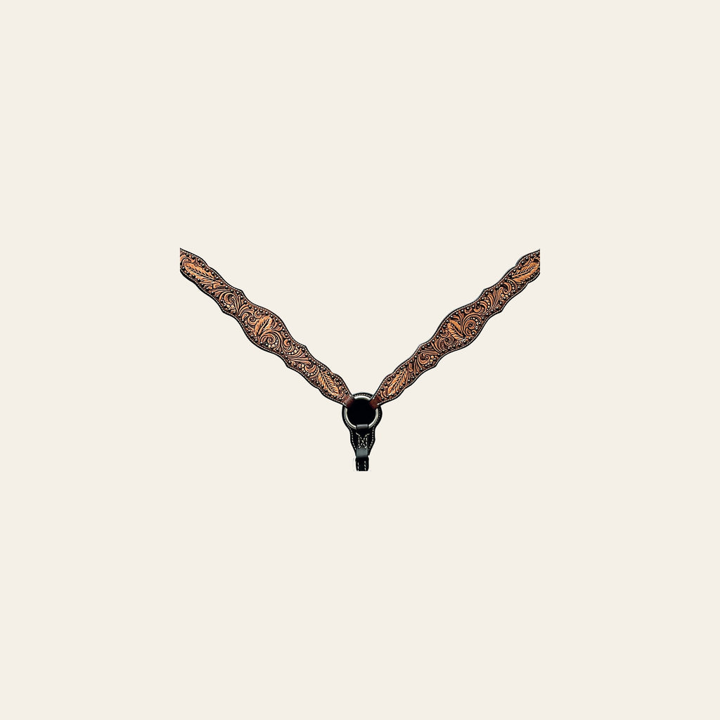Bar H Equine Genuine Western American Leather Horse Premium Headstall & Breast Collar Set