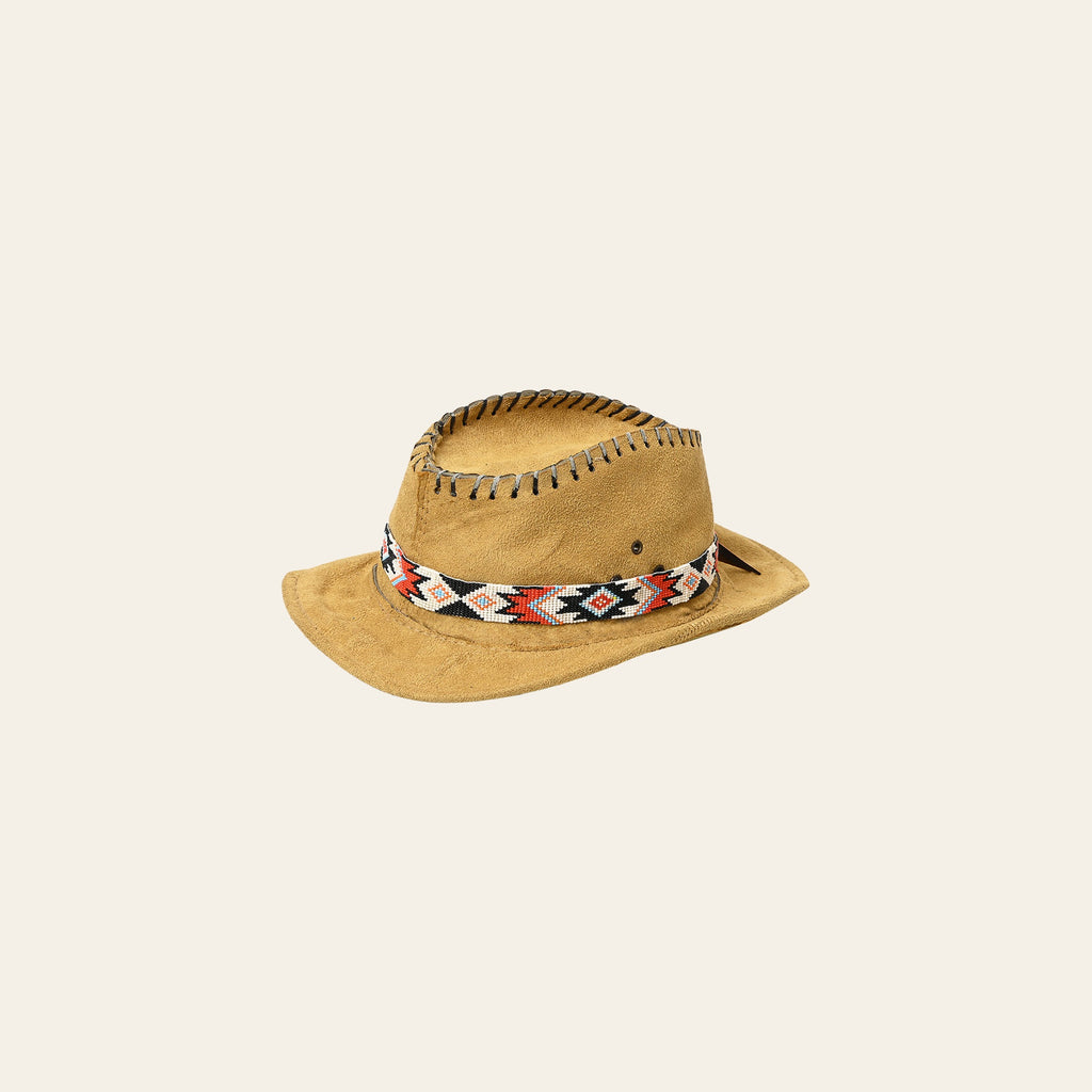 HILASON Beaded American Style Western Cowgirl Handmade Hatband Tan