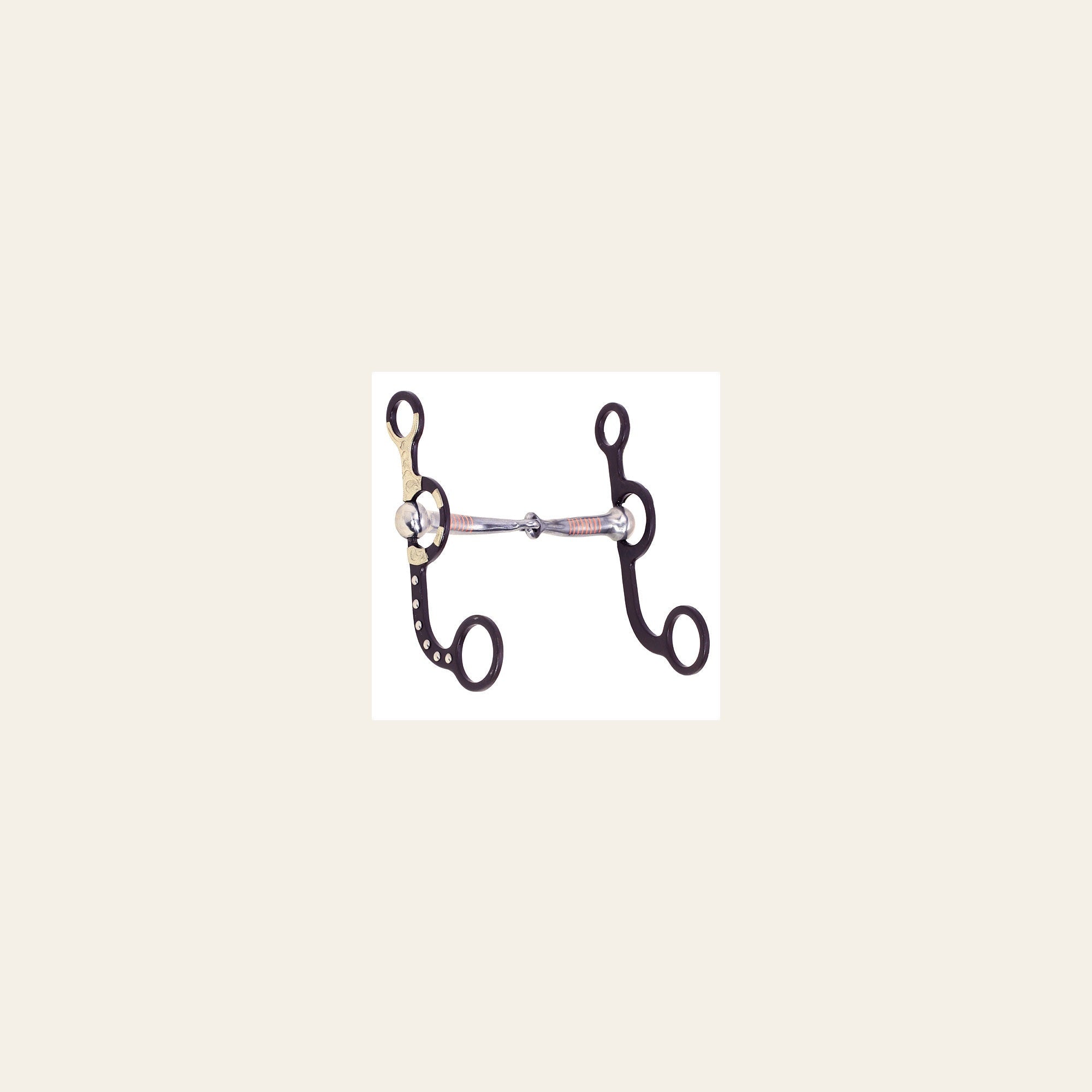 Hilason Brown Stainless Steel Snaffle Mouth W/ Copper Inlay Gs Trim & Dots