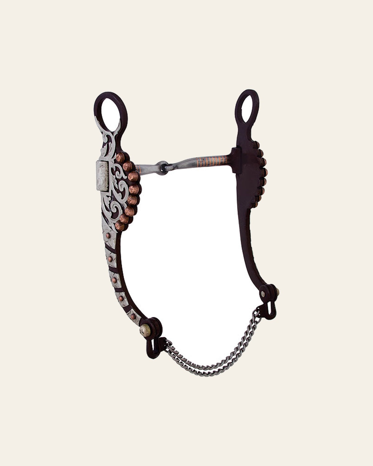 Hilason Brown Steel Horse Tack Show Bit 5 in Copper Hooded Engraved Port Mouth