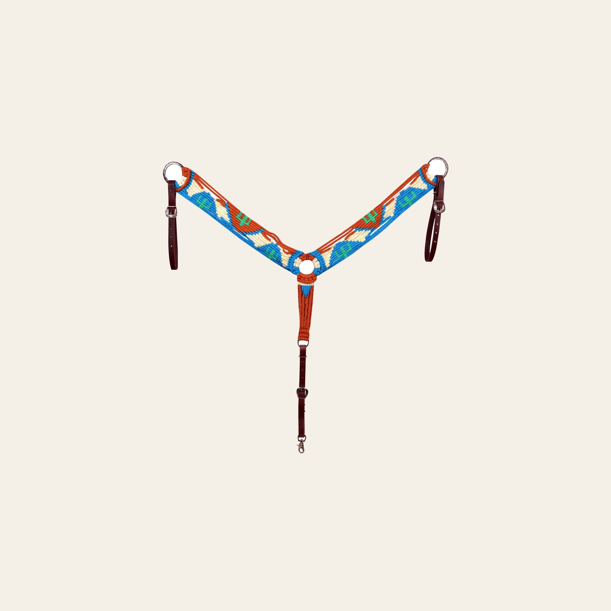 HILASON Western Wool Headstall & Breast Collar Tack Set Turquoise Brown | Leather for Horses