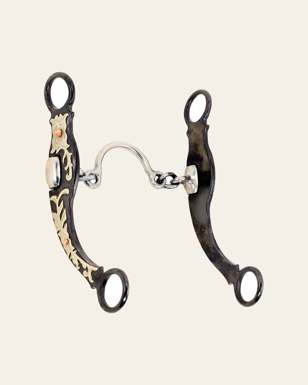 Hilason Cowboy Collection Floral Ported Chain Horse Bit Classic Steel Finish