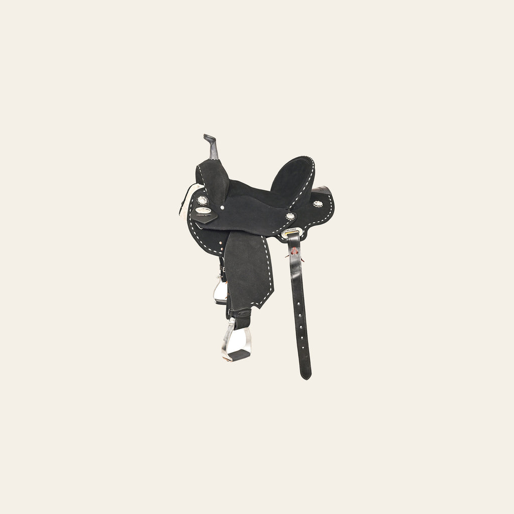 HILASON Flex Tree Western Horse Stud Trail Barrel American Leather Saddle Black | for Horses