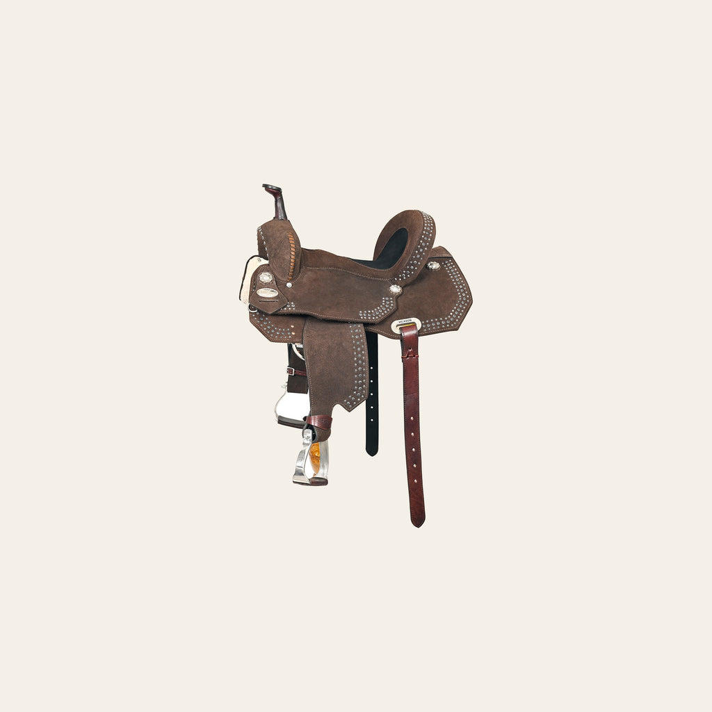 HILASON Flex Tree Western Horse Stud Trail Barrel American Leather Saddle Brown | for Horses