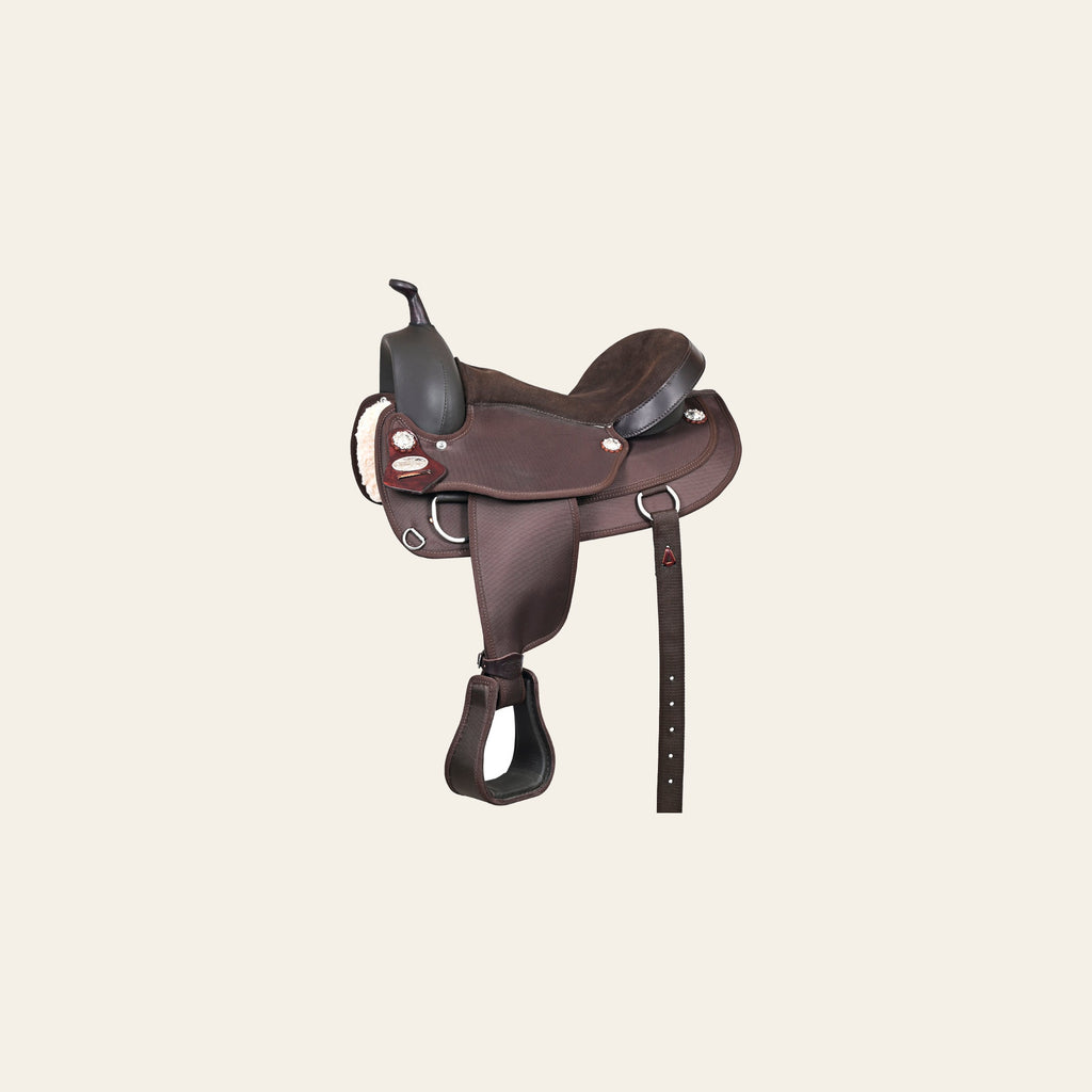 HILASON Flex Tree Western Horse Trail PleasureIn American Leather Saddle Brown | for Horses