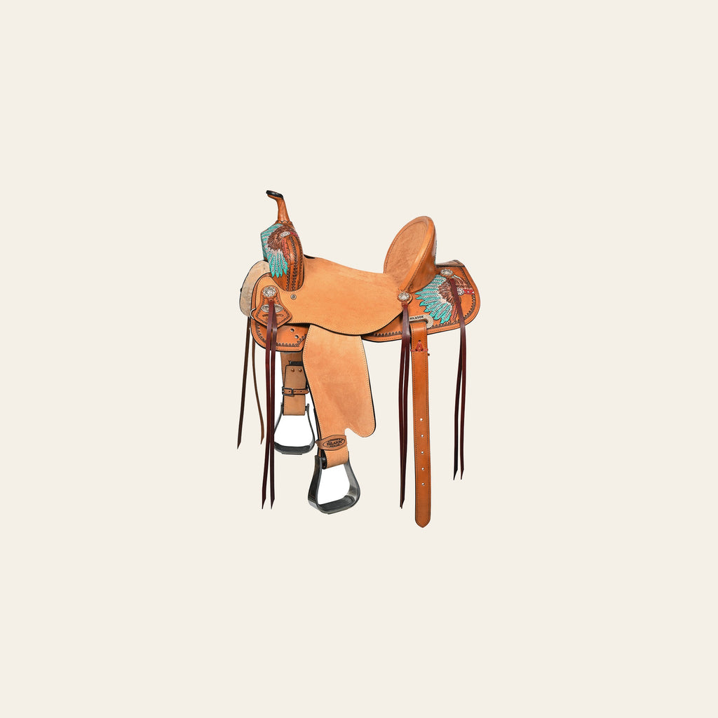 HILASON Flex Tree Western Horse Saddle in American Leather Barrel Trail | for Horses