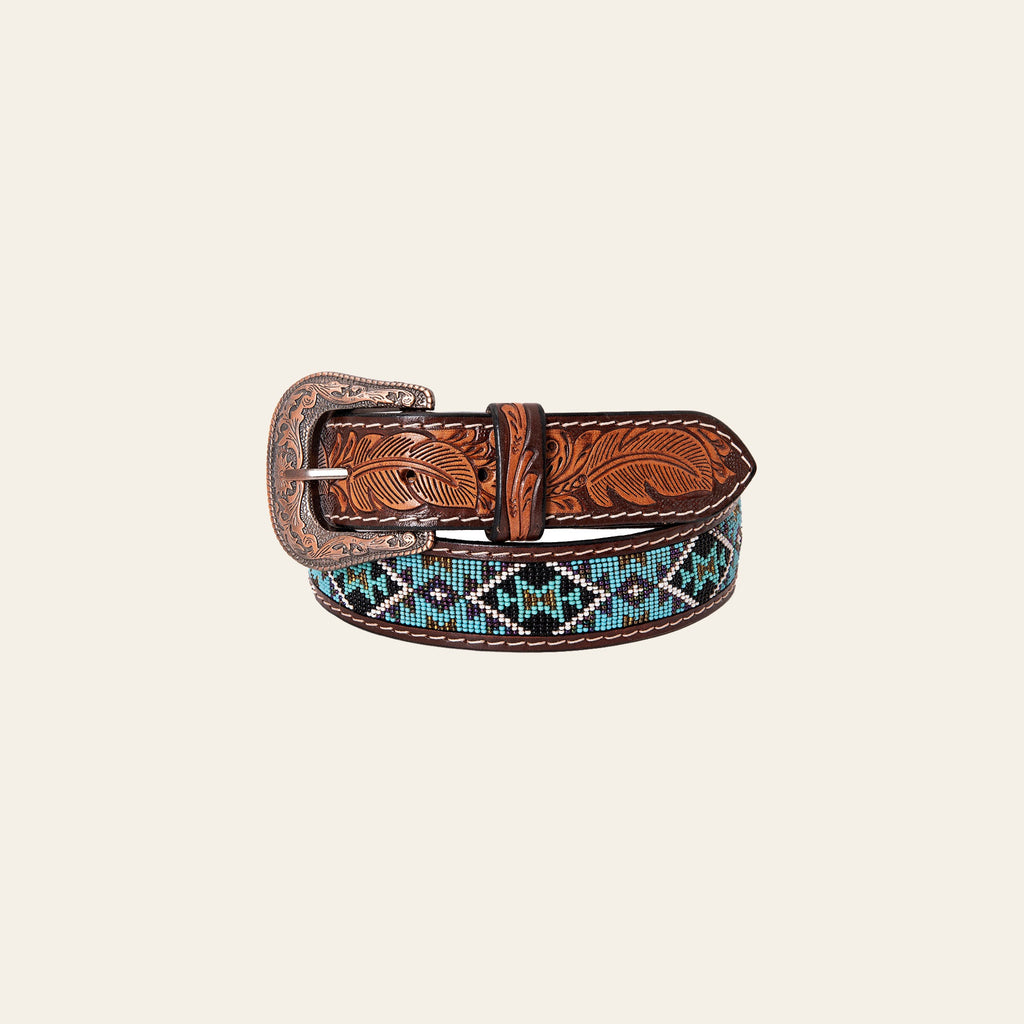 HILASON Western Genuine Leather Belt for Men Women Cowboy Cowgirl Handmade Unisex Full Grain Heavy Duty Tooled Beaded